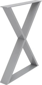 Gamba per mobili a X STEELMI Cross in acciaio argentato satinato L 58 x P 8 x H 71 cm