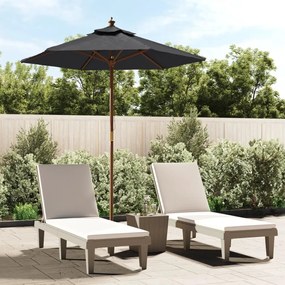 Ombrellone Da Giardino Con Palo İn Legno Nero 196x231 Cm /