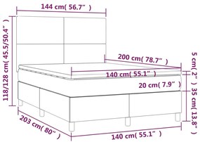 Giroletto a Molle con Materasso Grigio Chiaro 140x200cm Tessuto