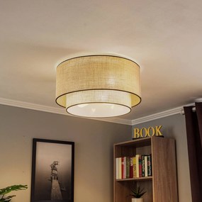 Plafoniera soffitto Boho jute & black Euluna, dimmerabile, Marrone / Ruggine, Soggiorno / Sala da pranzo, Tessuto / Stoffa / Seta, Campagna / Rustiche, Plafoniera