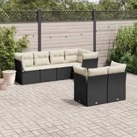 Set Divani da Giardino con Cuscini 7pz Nero Polyrattan 3217896