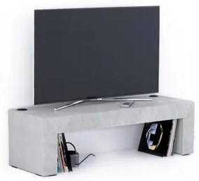 Porta Tv Evolution 120x40, Grigio Cemento, con Caricatore wireless