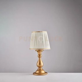 Lumetto in legno oro antico 1 luce con paralume dm.20 lucca
