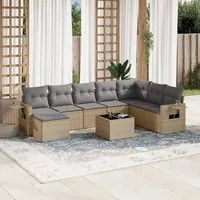 Set Divano da Giardino 9 pz con Cuscini Beige in Polyrattan 3220568