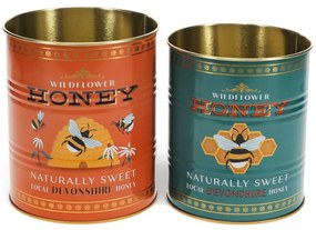 Scatole in set decorative in stagno 2 pz ø 11x13 cm Honey – Rex London