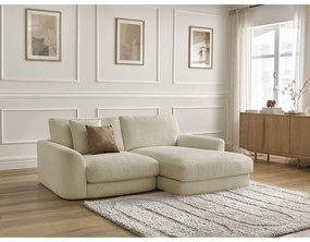 Divano angolare beige (con penisola a destra/con chaise lounge) con rivestimento in bouclé Leonore – Bobochic Paris