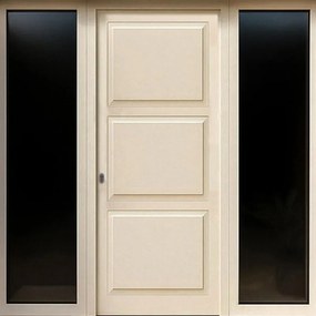 Portoncino d'ingresso in alluminio Bugnale 42 L 80 x H 210 cm bianco/noce apertura a destra