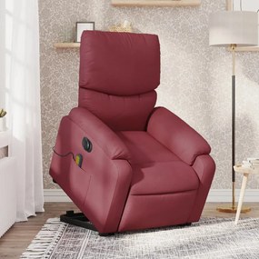 Poltrona Alzapersona Massaggiante Elettrica Rosso Vino Tessuto /