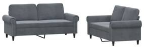 Set di divani 2 pz con cuscini grigio scuro in velluto