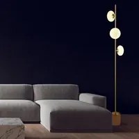 Piantana Contemporaneo Ciottolo Acciaio Ottone Vetro Bianco 3 Luci G9