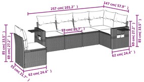 Set Divano da Giardino 6 pz con Cuscini Nero in Polyrattan