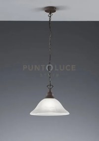 Country sospensione 1 luce vetro e metallo ruggine 33,5cm attacco e27