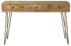 Console incisa in mango e metallo dorato L120 cm LINIUM