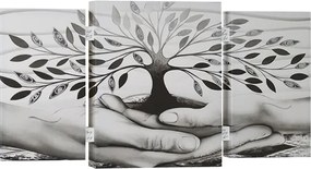 Quadro TRIS moderno su tela 65x146 cm telaio in legno tema Albero Della Vita