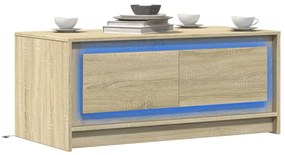 Tavolino Da Salotto Con Luci Led Rovere Sonoma İn Truciolato /