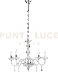 Lampadario riflesso cromo 5 luci attacco e14 70x190cm decorato in c...