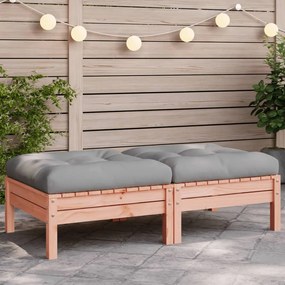 Poggiapiedi Giardino Con Cuscini 2 Pz Legno Massello Di Douglas /