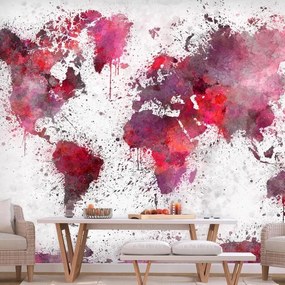 Fotomurale adesivo World Map: Red Watercolors