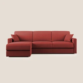 Chris Divano letto angolare con penisola in microfibra smacchiabile T11 Rosso 268 cm Sinistro (mat. 140x197)