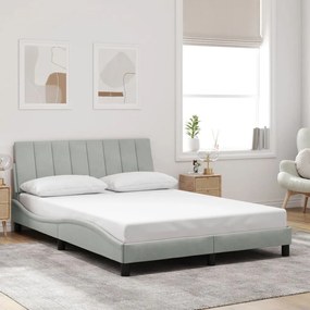 Giroletto Senza Materasso Grigio Chiaro 140x200 Cm Velluto /