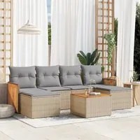 Set Divani da Giardino 7 pz con Cuscini Beige in Polyrattan 3227907