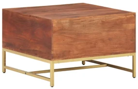 Tavolino da caffè marrone miele 67x67x45 cm in massello acacia