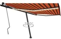 Tenda da Sole Retrattile Manuale LED 450x300 cm Arancio Marrone cod mxl 52832