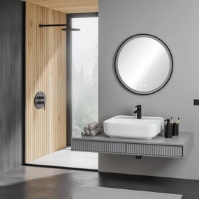 Brilagi-LED dimmerabile — specchio con funzione antiappannamento e retroilluminazione, profilo ALU PRO, LED 18W/230V, Ø 60 cm, IP44, nero