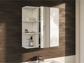 Specchiera Da Bagno 40 Cm 1 Anta Con Ripiani Modulare Bianco Lucido