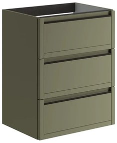 Mobile da bagno sospeso sotto lavabo L 59.5 x H 78 x P 45.5 cm verde salvia opaco, 3 cassetti TRATTO