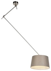 Lampada a sospensione con paralume in lino color talpa 35 cm - Acciaio Blitz I.