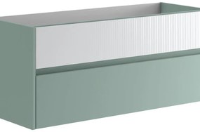 Mobile da bagno sospeso sotto lavabo L 119.5 x H 50 x P 45.5 cm verde laccato opaco, 2 cassetti VISOBATH Niwa