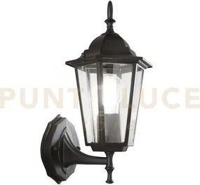 Applique up milano nera 1 luce attacco e27 ip44 17x20,8x36cm allumi...