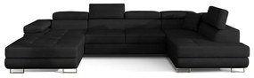 Divano angolare nero allungabile/con contenitore (con penisola a destra/a U) e rivestimento in velluto Rodrigo – ELTAP