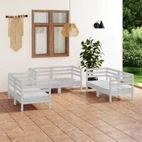 Set Divani da Giardino 6 pz Bianco in Legno Massello di Pino cod mxl 36495