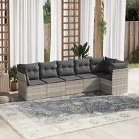 Set Divano da Giardino 6pz con Cuscini Grigio Chiaro Polyrattan 3217662