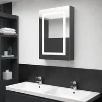 Armadietto Bagno con Specchio e LED Grigio Lucido 50x13x70 cm 326491