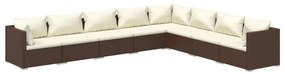 Set Divani da Giardino con Cuscini 8 pz in Polyrattan Marrone