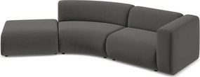 Chaise longue grigia (con penisola a sinistra) con rivestimento in velluto Ekahi – Makamii