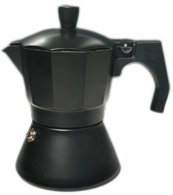 Caffettiera Moka in Alluminio Antiscivolo e Resistente Adatta a Tutti i Tipi di Piano Cottura Escluso Piano ad Induzione 6 Tazze Nero