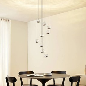 Lampada a sospensione in vetro Hayley Lucande, Cromo / Argento, Soggiorno / Sala da pranzo, Vetro, Design, Lampada a sospensione