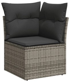 Set Divano da Giardino 9 pz con Cuscini Grigio in Polyrattan