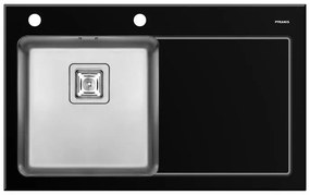 Lavello integrato 1 vasca in vetro nero PYRAMIS Crystalon L 53 x L 86 cm