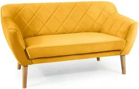 Divano Karo 2 Velvet in velluto giallo curry con gambe in legno naturale – 140x75x76 cm
