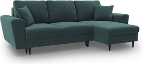 Divano angolare color petrolio allungabile e con contenitore con rivestimento in velluto Kyoto – Cosmopolitan Design