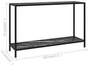 Tavolo Consolle Nero 120x35x75 cm in Vetro Temperato