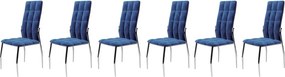 Set di 6 sedie K416 in velluto blu navy