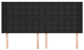 Testiera ad orecchio nera 163x16x118/128 cm in similpelle