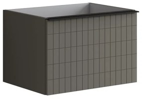 Mobile da bagno sospeso sotto lavabo L 60 x H 40 x P 45.5 cm grigio laccato opaco, 2 cassetti Pixel grid
