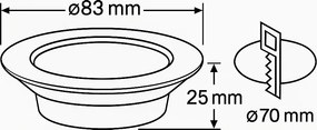 Faro LED da incasso 6W Dimmerabile CCT Foro ø70mm IP44 - Nero Colore Bianco Variabile CCT